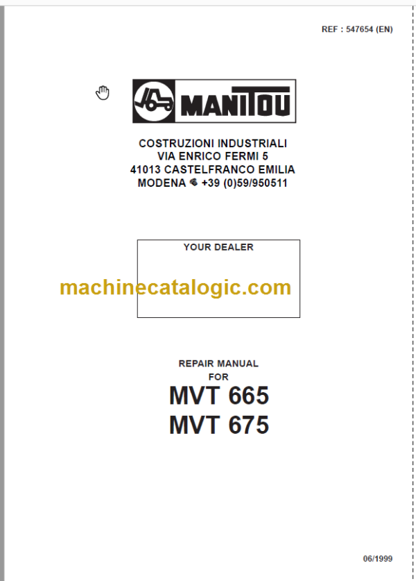 Manitou MVT 675 REPAIR MANUAL
