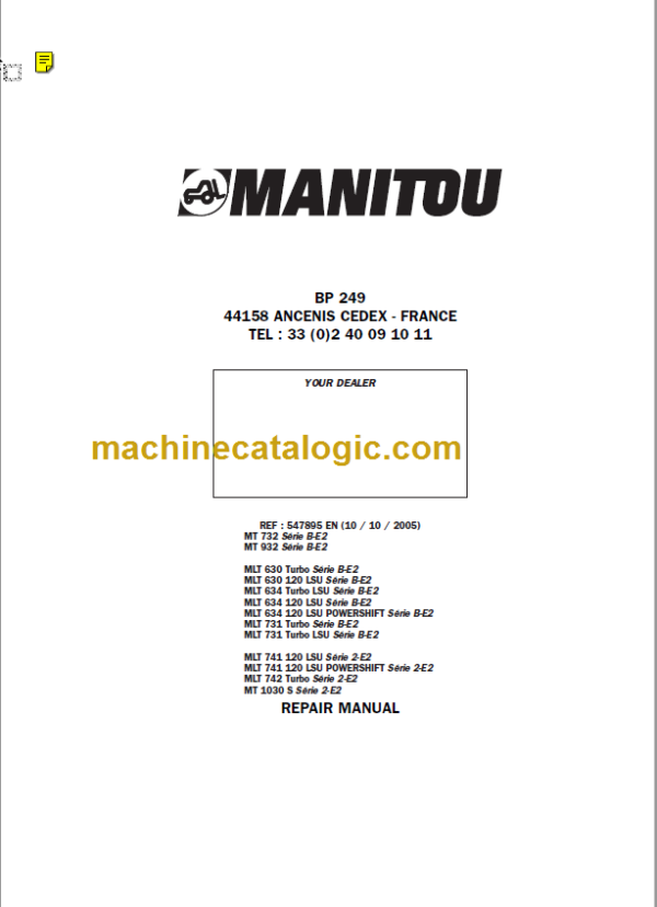 Manitou MLT 630 Turbo Repair Manual