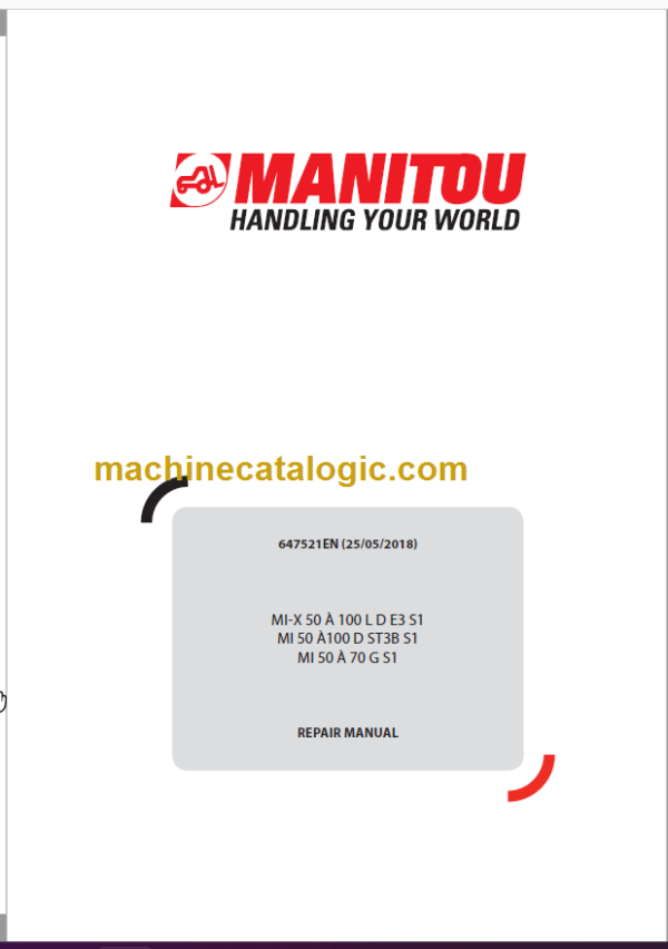 MANITOU MI 50 À 70 G S1 REPAIR MANUAL