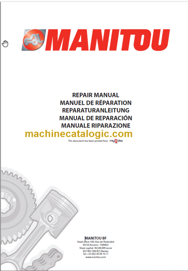 Manitou MLT 845 H SERIES 4-E3 Repair Manual