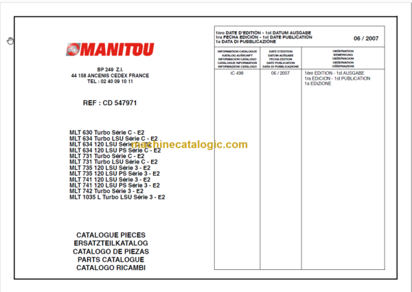 Manitou MLT 630-742-1035-741-735-731-634 Parts Catalog