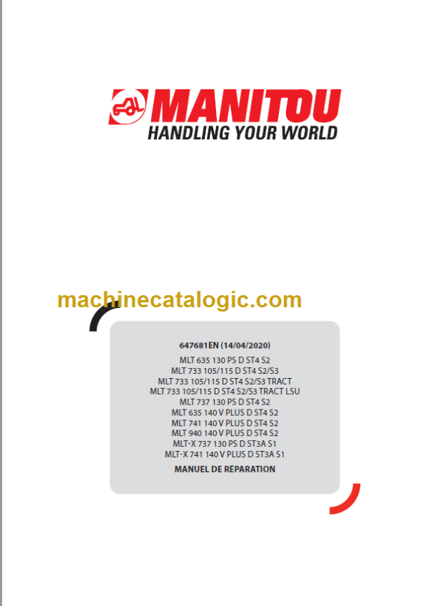 Manitou MLT 733 105115 D FR TRACT LSU Manuel De Réparation