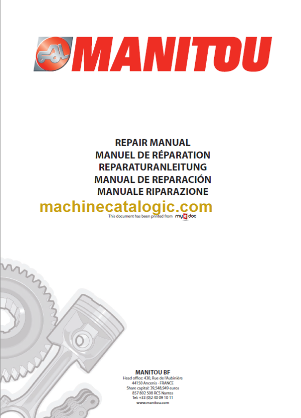 Manitou MLT 630 SDE3 S4E3 Repair Manual 647021EN