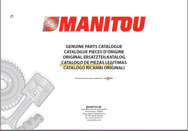 Manitou MLT 845 120 S5 E3 PARTS CATALOGUE