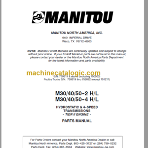 MANITOU M30-40-50-4 HL PARTS MANUAL