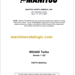 MANITOU MSI 30D Turbo S1-E2 PARTS MANUAL