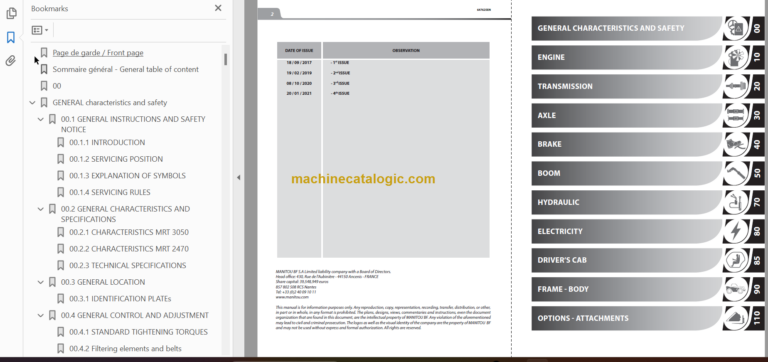 Manitou MRT-X 2470 PRIVILEGE PLUS S1 REPAIR MANUAL