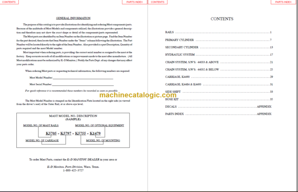 MANITOU 4400 Series Parts Manual