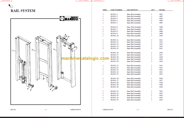 MANITOU 4400 Series Parts Manual