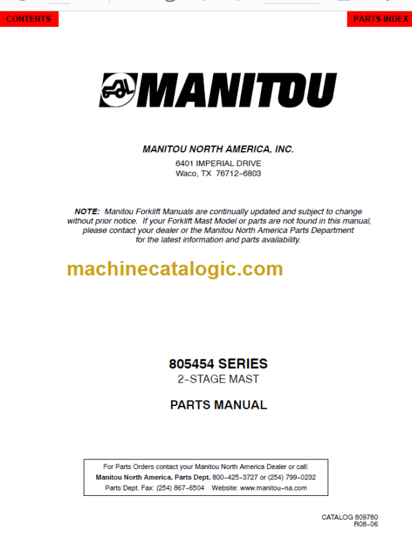 MANITOU 805454 Series Parts Manual