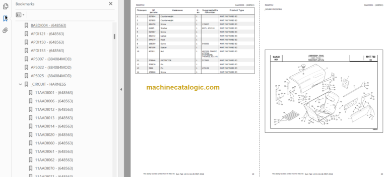 Manitou MHT 780 TURBO E3 PARTS MANUAL