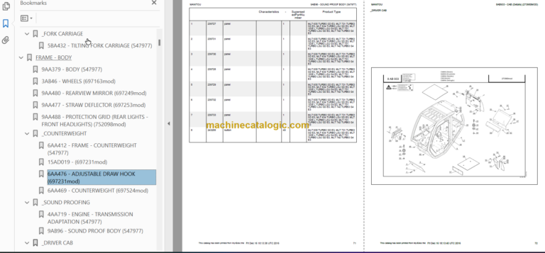 Manitou MLT 742 TURBO S4 E3 PARTS CATALOGUE