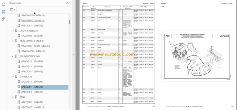 Manitou MLT 845 S5 E3 PARTS CATALOGUE