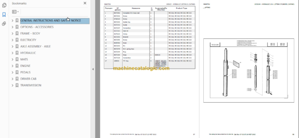 MANITOU ME315 PARTS CATALOGUE