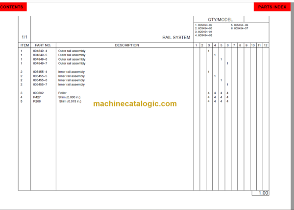 MANITOU 805454 Series Parts Manual