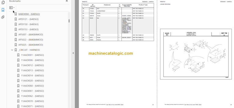 Manitou MHT 780 TURBO E3 PARTS MANUAL