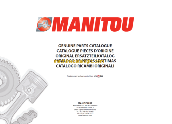 Manitou MLT 1035 L S4 E3 PARTS CATALOGUE