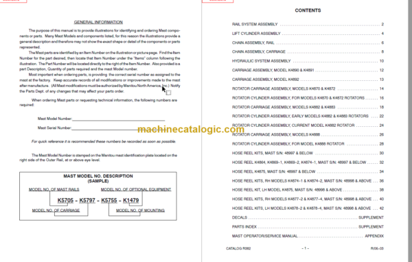 MANITOU 4800 Series Parts Manual