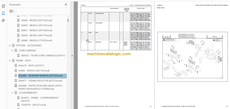 Manitou MLT 1035 L S4 E3 PARTS CATALOGUE