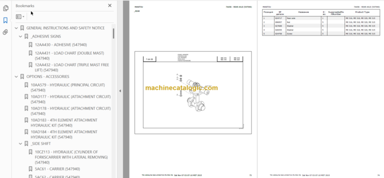 MANITOU ME316 PARTS CATALOGUE90