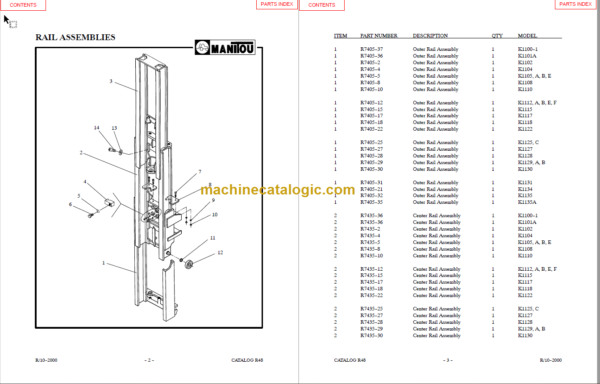 MANITOU 1100 Series Parts Manual