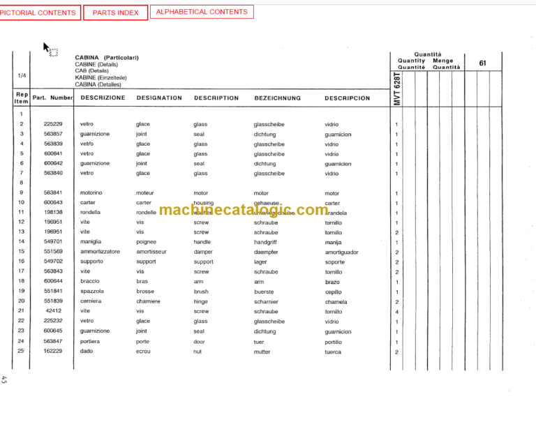Manitou MVT 628 T PARTS MANUAL