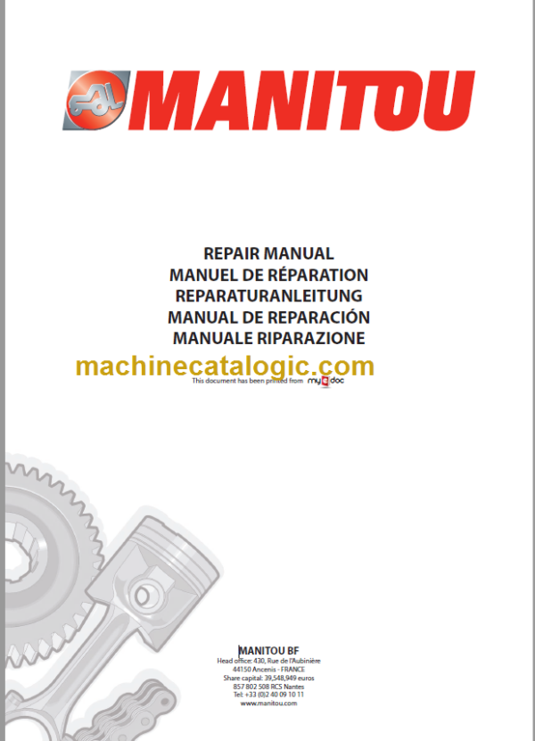 Manitou MLT 845 H Turbo LSU Série 2-E2 Repair Manual