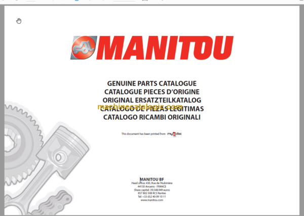 Manitou MLT-X 845 S5 E3 PARTS CATALOGUE