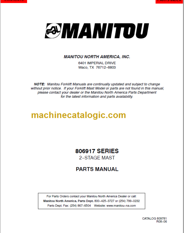 MANITOU 806917 Series Parts Manual