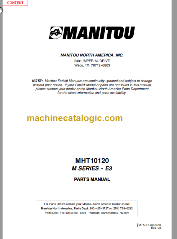 Manitou MHT10120 M SERIES-E3 PARTS MANUAL