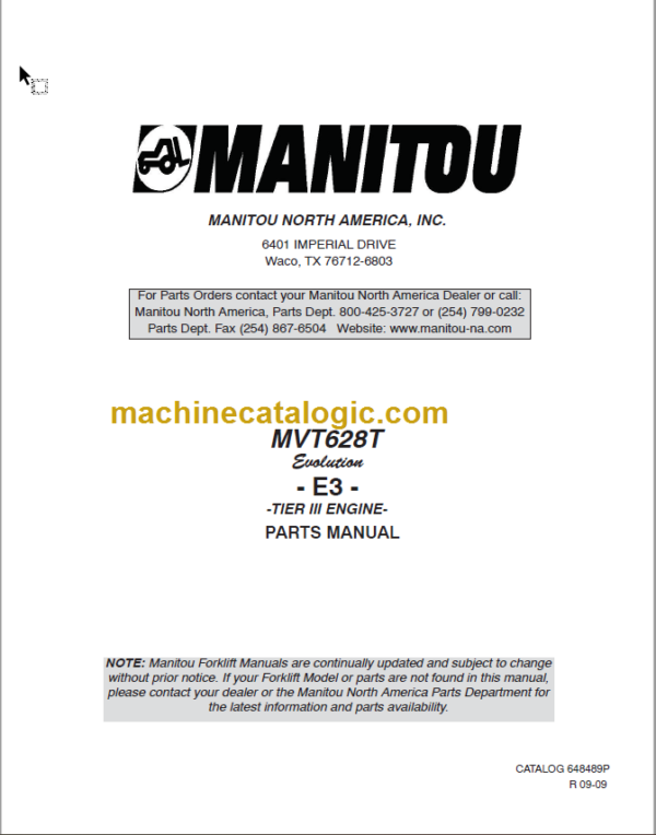 Manitou MVT 1230LS PARTS CATALOGUE