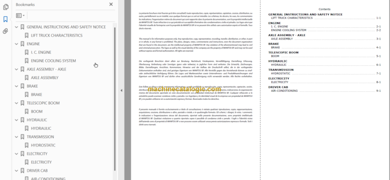 Manitou MLT 845 H Turbo LSU Série 2-E2 Repair Manual