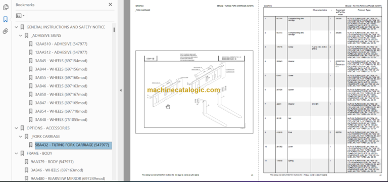 Manitou MLT 1035 L TURBO LSU S4 E3 PARTS CATALOGUE