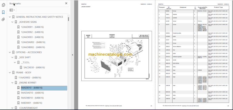 Manitou MLT-X 845 S5 E3 PARTS CATALOGUE