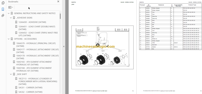 MANITOU ME318 PARTS CATALOGUE