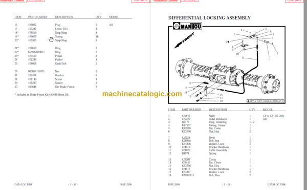 MANITOU M230-M2300546 M240332 M2500264 PARTS MANUAL