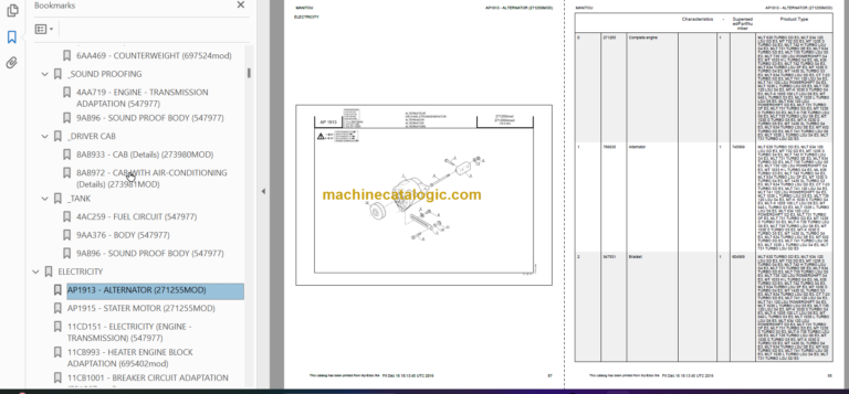 Manitou MLT 1035 L TURBO LSU S4 E3 PARTS CATALOGUE