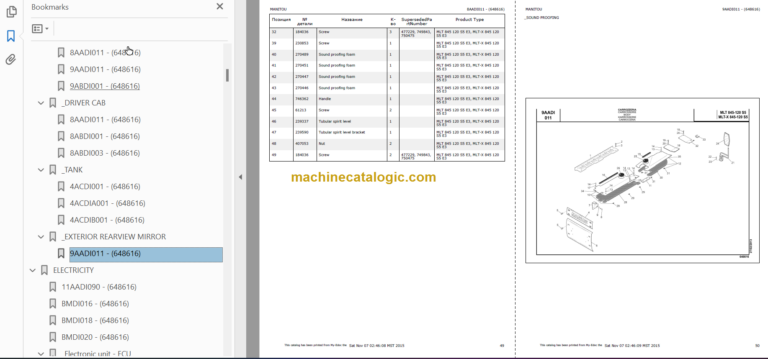 Manitou MLT-X 845 S5 E3 PARTS CATALOGUE