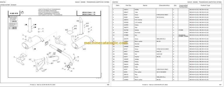 MANITOU MSI 50 H S1 E2 PARTS CATALOGUE