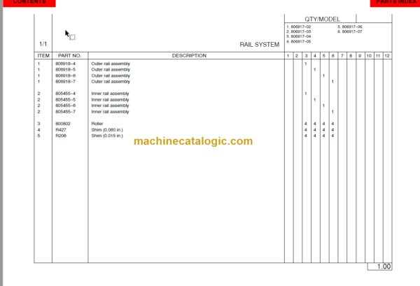 MANITOU 806917 Series Parts Manual