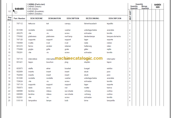 Manitou MVT 1230LS PARTS CATALOGUE