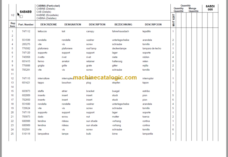 Manitou MVT 1230LS PARTS CATALOGUE