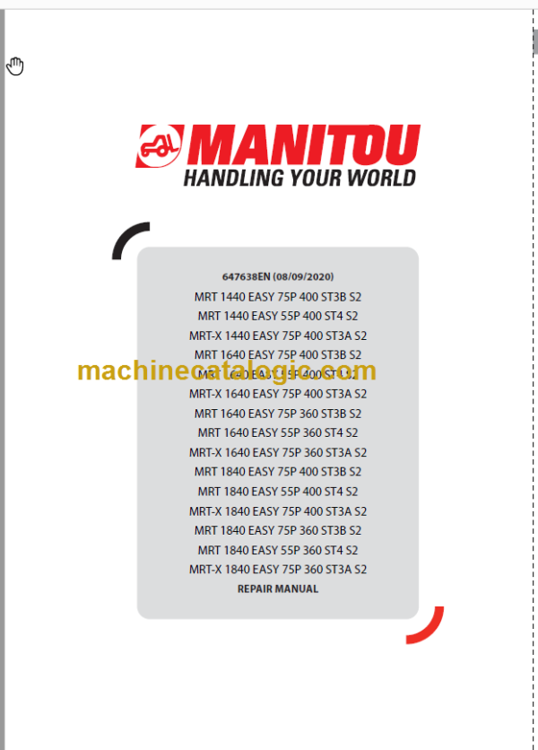 Manitou MRT 1440 EASY 55P 400 ST4 S2 REPAIR MANUAL