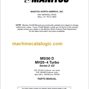 MANITOU MH 25 4 Turbo Series 2-E2 PARTS MANUAL