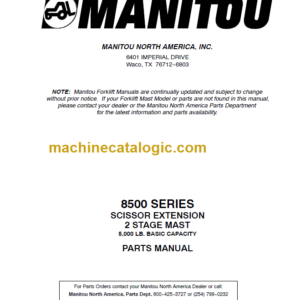 MANITOU 8500 Series Parts Manual