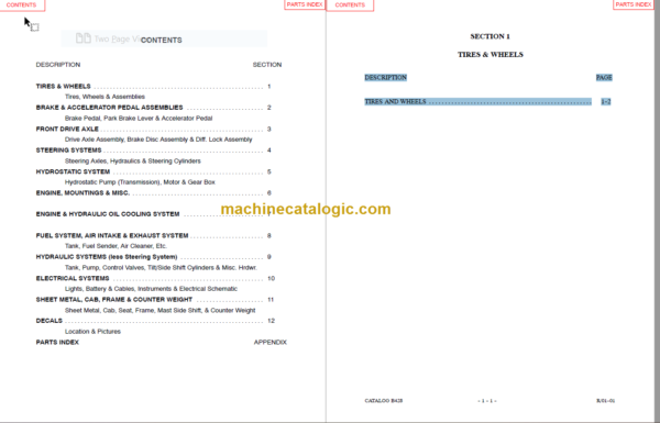 MANITOU M230H PC-PSL 75 HYDROHAWK PARTS MANUAL