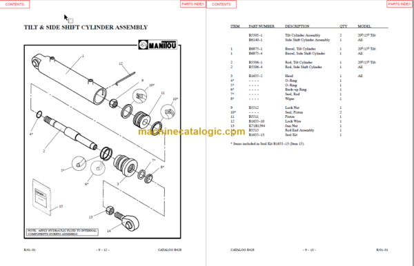 MANITOU M230H PC-PSL 75 HYDROHAWK PARTS MANUAL