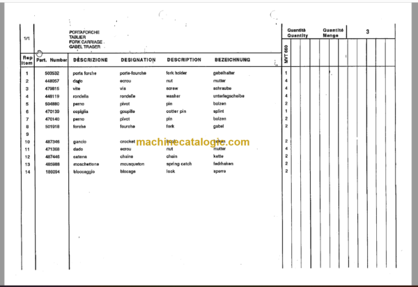 Manitou MVT 1330SL PARTS CATALOGUE