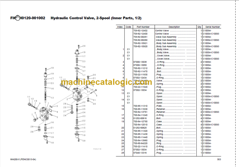 Komatsu WA200-5 Wheel Loader SAA6D102E-2EE-8 Parts Book