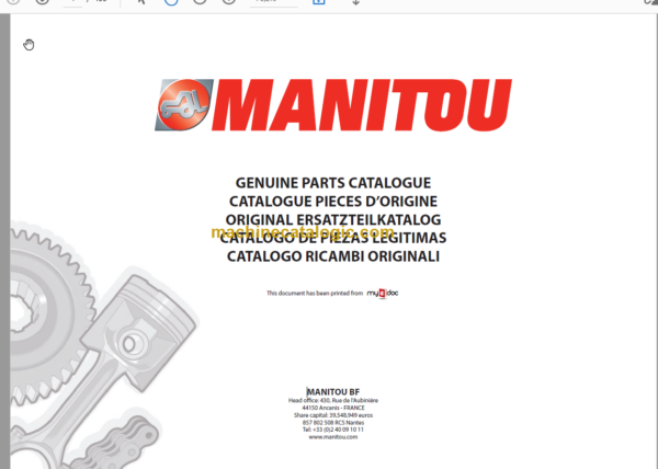 Manitou MT 1235 ST-MT 1435 SLT Parts Catalogue 648687